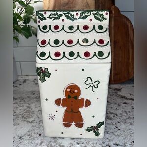 Frankoma Pottery 2000 Christmas Gingerbread Cookie Jar (small lid chip)